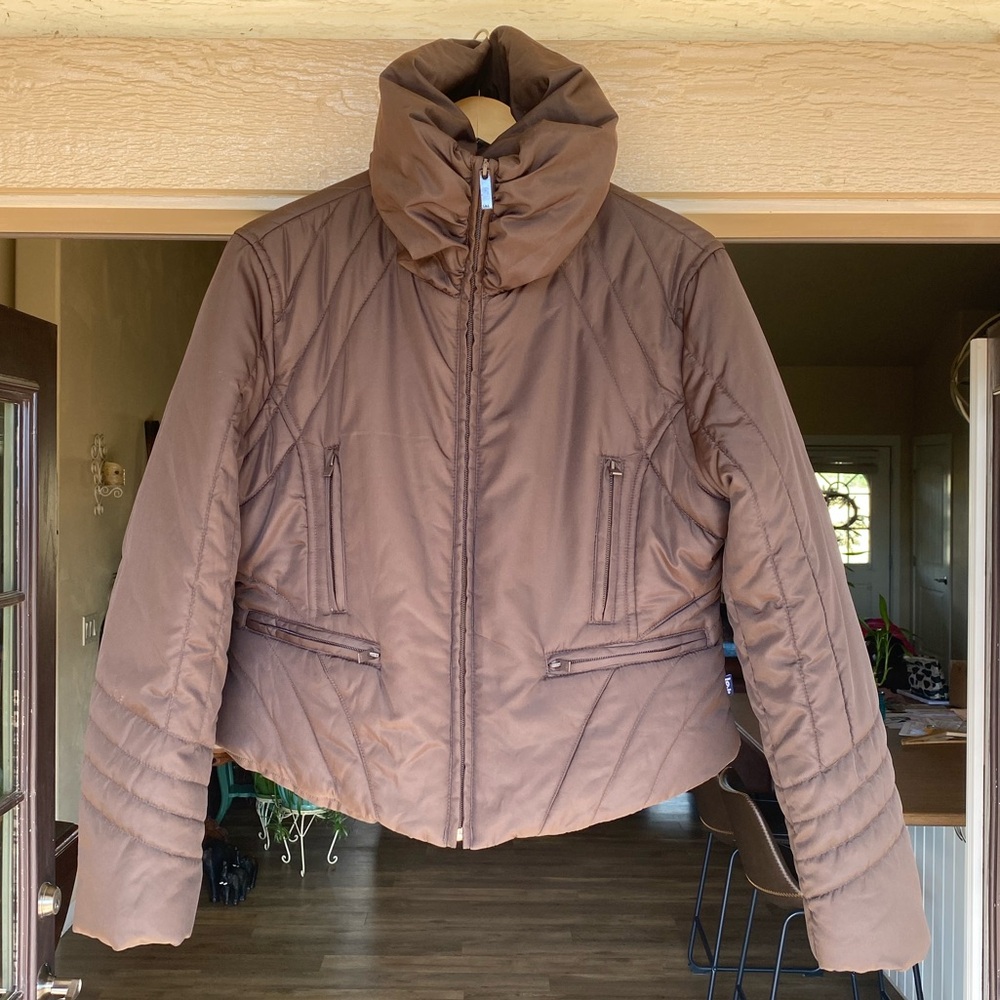 LEI Brown Puff Jacket with Teal Lining